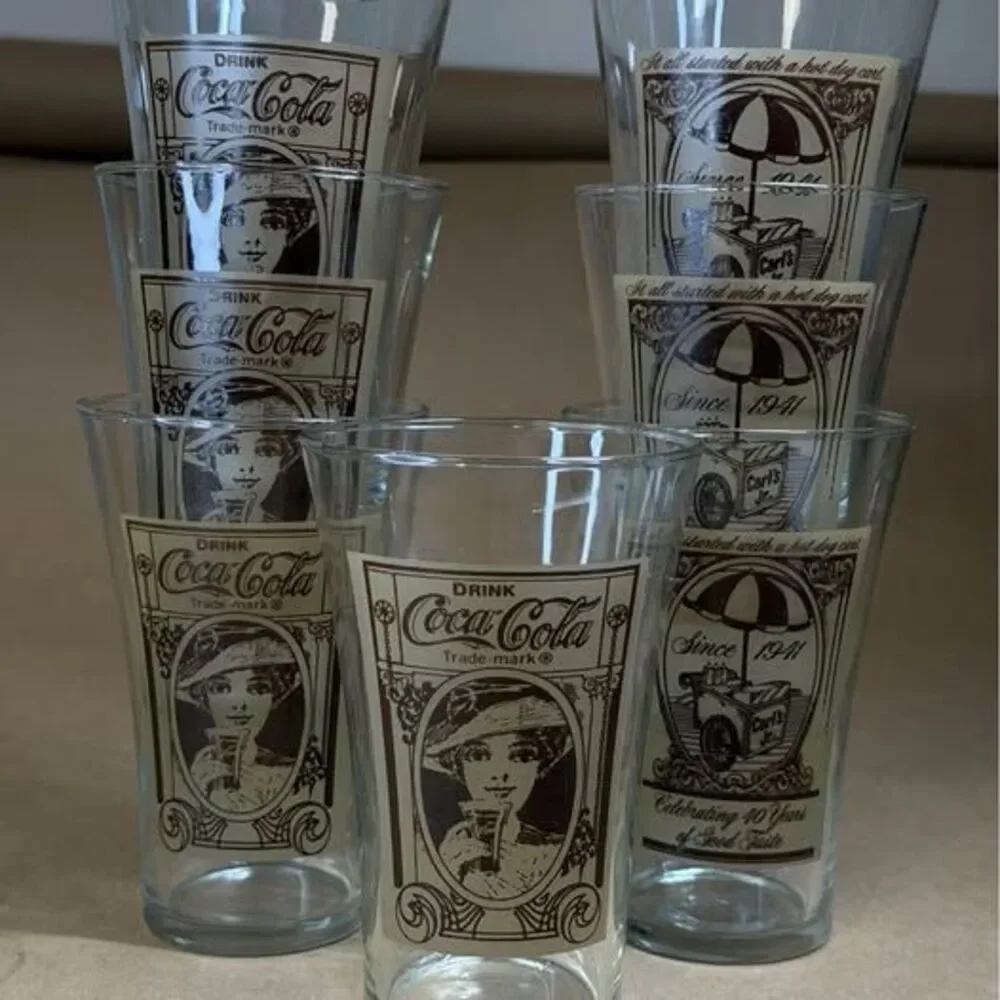 Set of 6 Vintage Coca-Cola 1940s Style Advertising Drinking Glasses